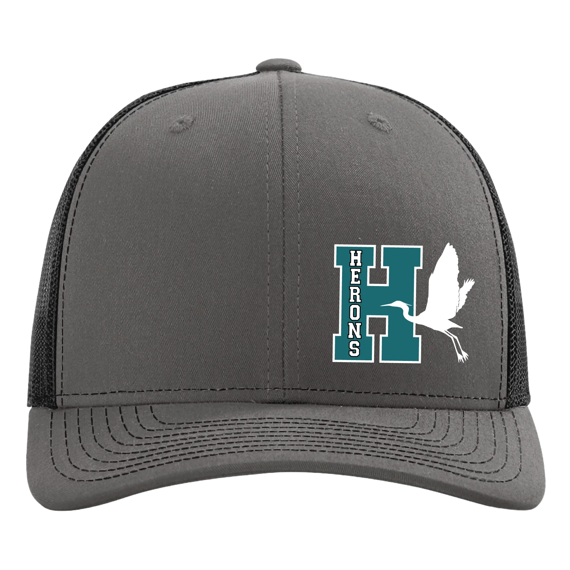 Herons Flying H Trucker Hat in Charcoal/Black