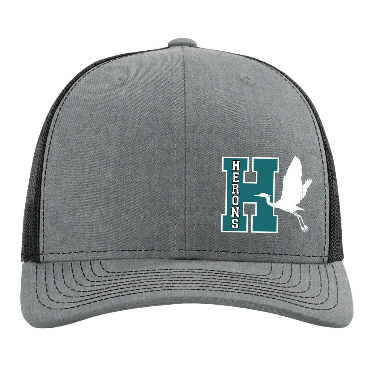 Herons Flying H Trucker Hat in Heather Grey/Black