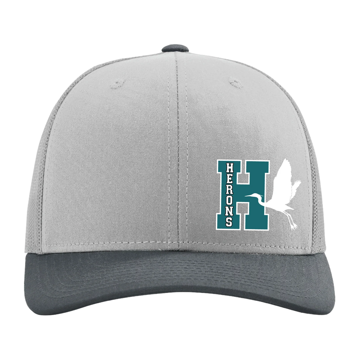 Herons Flying H Trucker Hat in Light Grey/Light Grey/Gunmetal