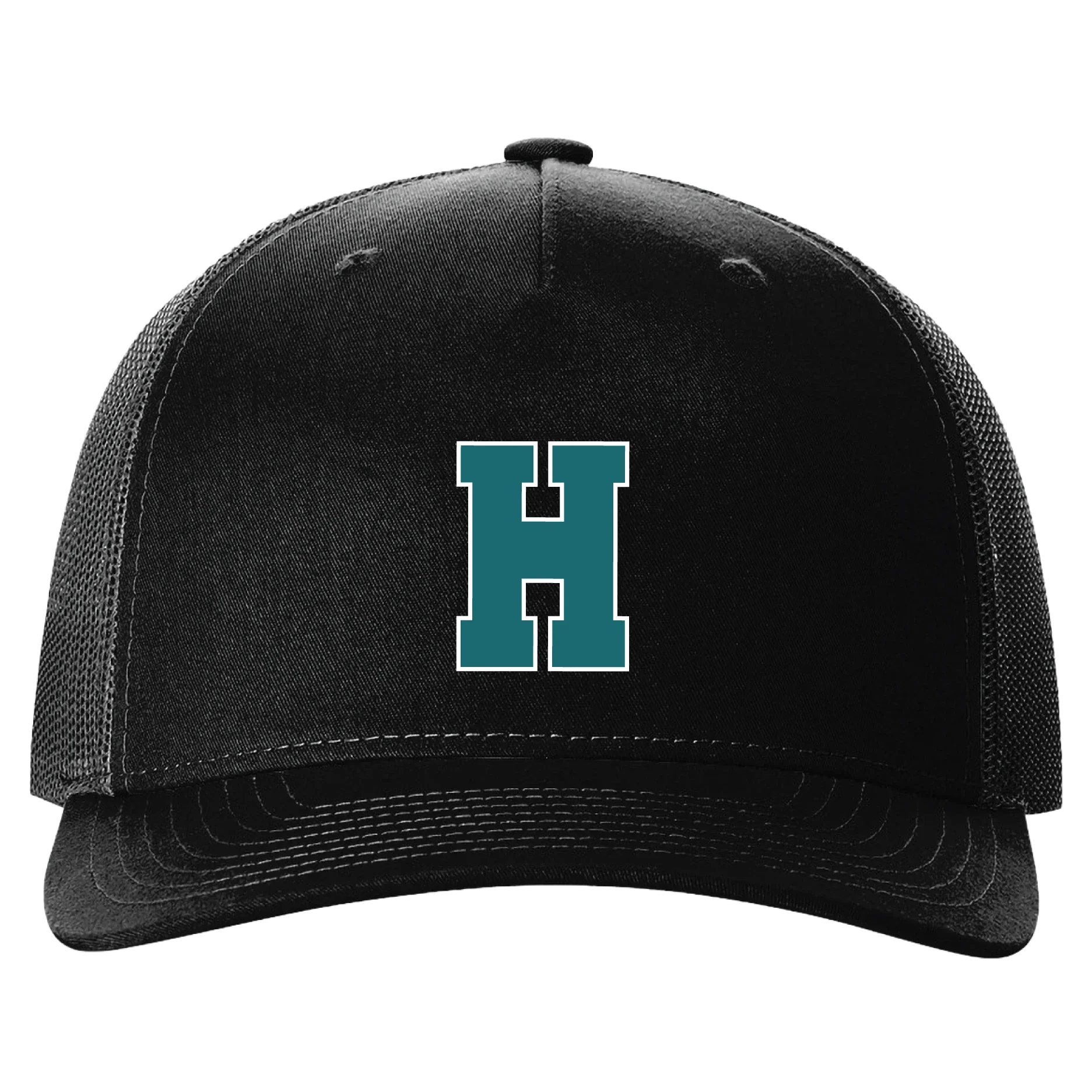 Hawbridge H Five-Panel Trucker Hat in Black
