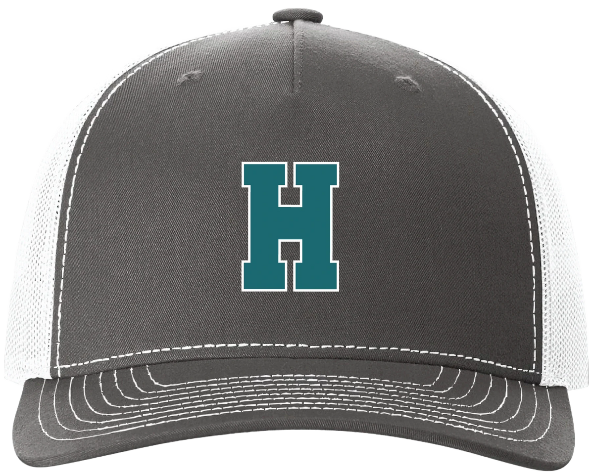 Hawbridge H Five-Panel Trucker Hat in Charcoal/White